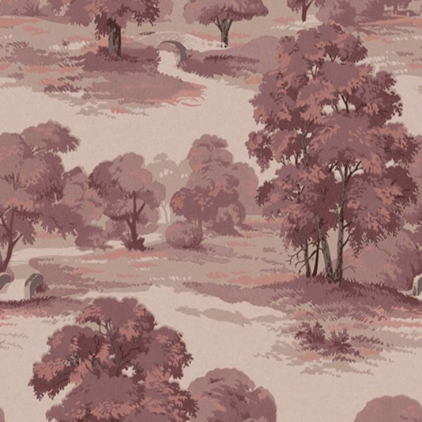Sample - 4164-M1828 Advantage Wallpaper, Sherwood Merlot Glade Westbury Forest