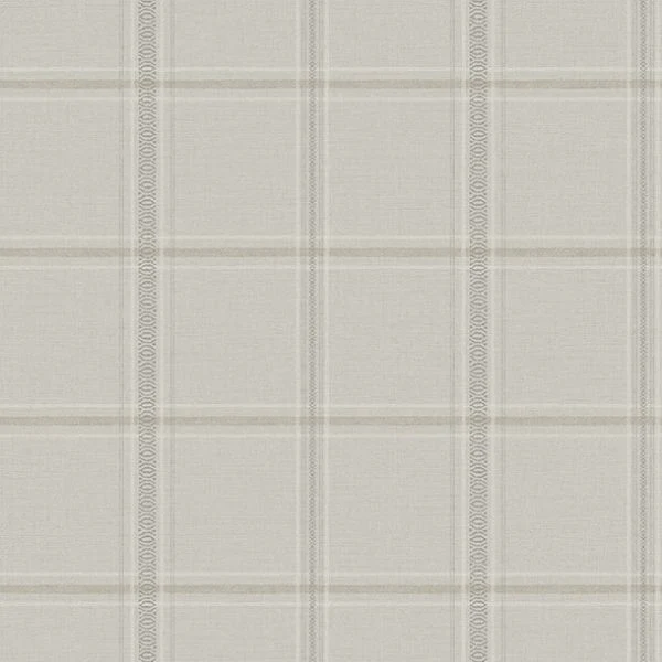 Sample - 4169-27608 Chesapeake Wallpaper, Auberge Taupe Plaid Oak & Moss