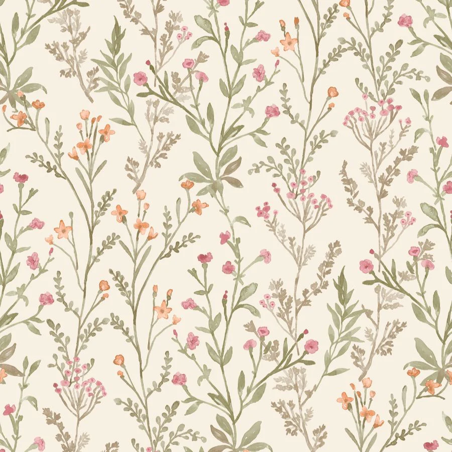 Sample - 4191-83019 Chesapeake Wallpaper, Laverne Green Wildflowers Kitchen & Bath