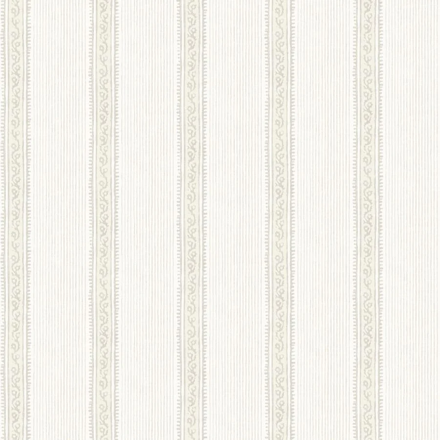 Sample - 4192-27691 Chesapeake Wallpaper, Mandevilla Beige Vine Stripe Plaid & Stripe