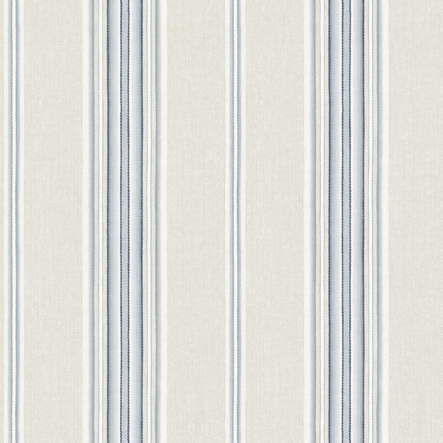 Sample - 4192-83123 Chesapeake Wallpaper, Calvados Blue Linen Stripe Plaid & Stripe