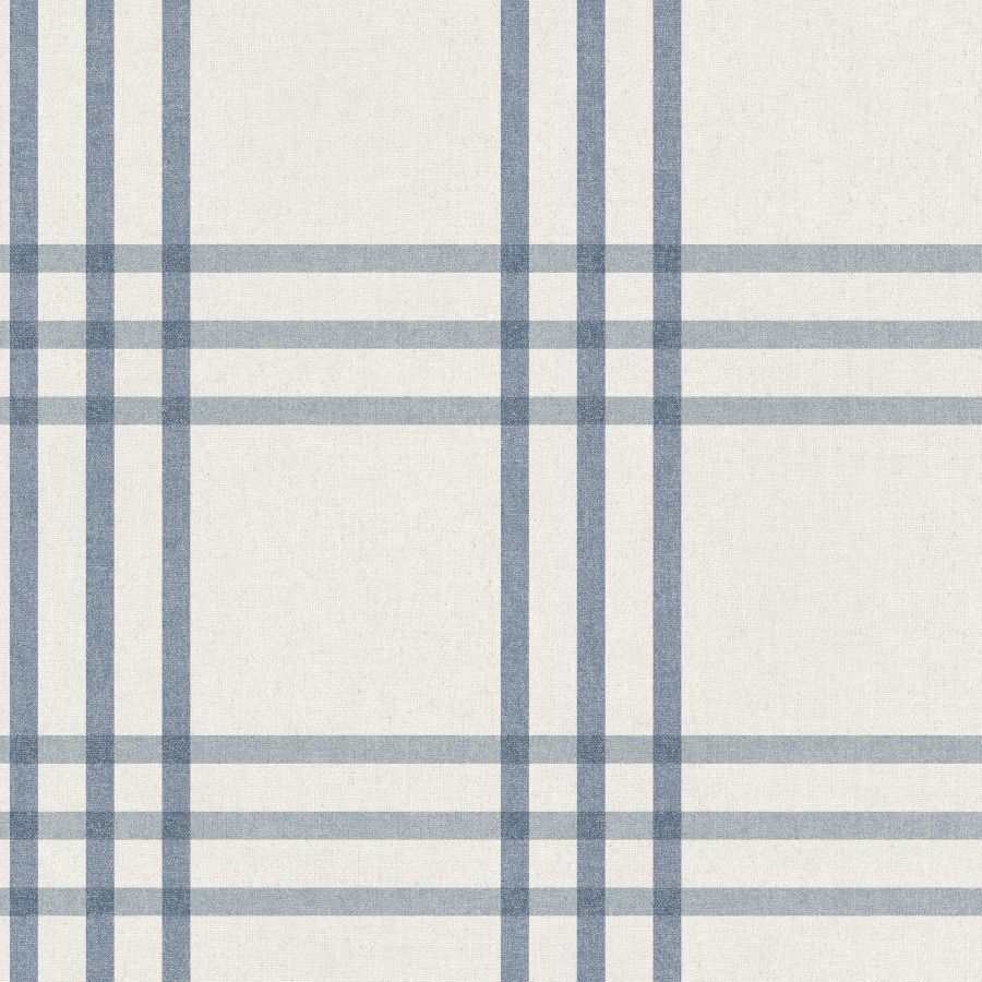 Sample - 4192-83402 Chesapeake Wallpaper, Fletcher Blue Plaid Plaid & Stripe
