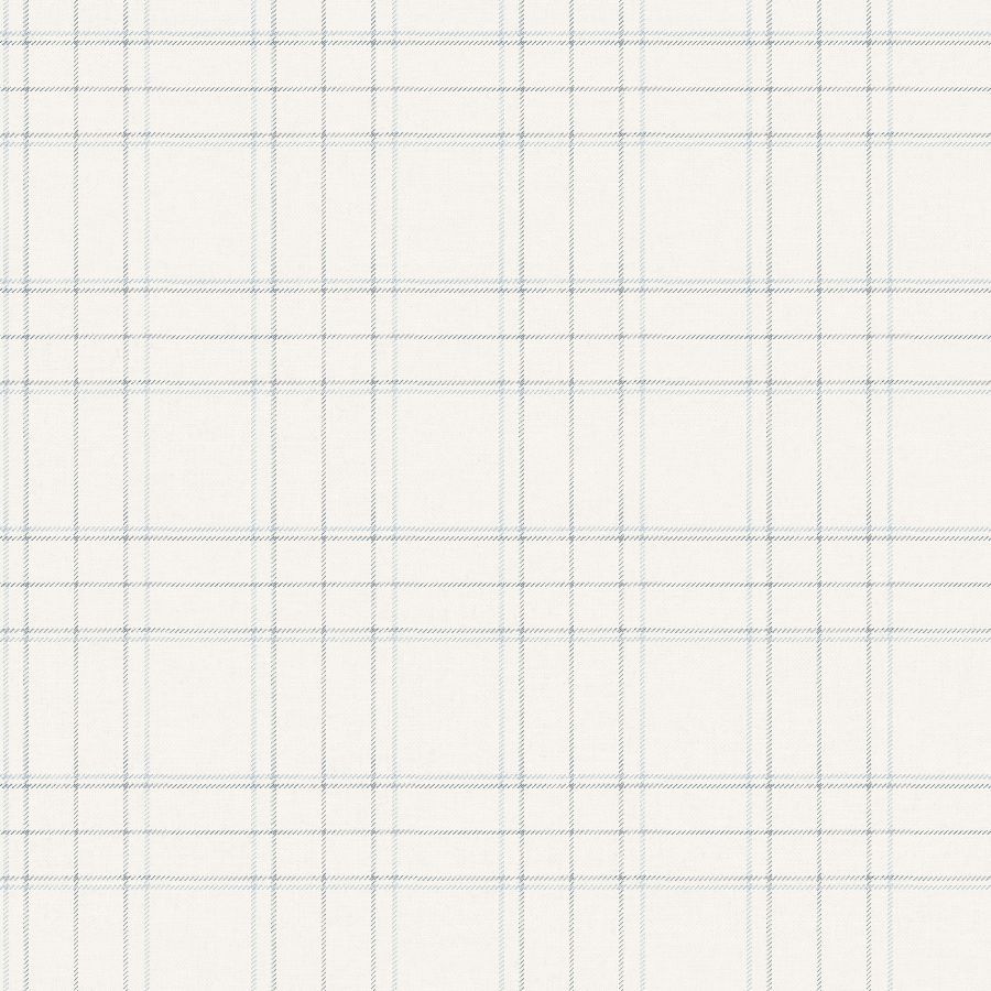 Sample - 4192-83460 Chesapeake Wallpaper, Fox Hollow White Dashed Plaid Plaid & Stripe