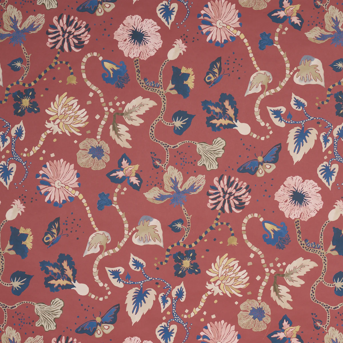 Sample - 5018062 | Gloriette, Red - Schumacher Wallpaper