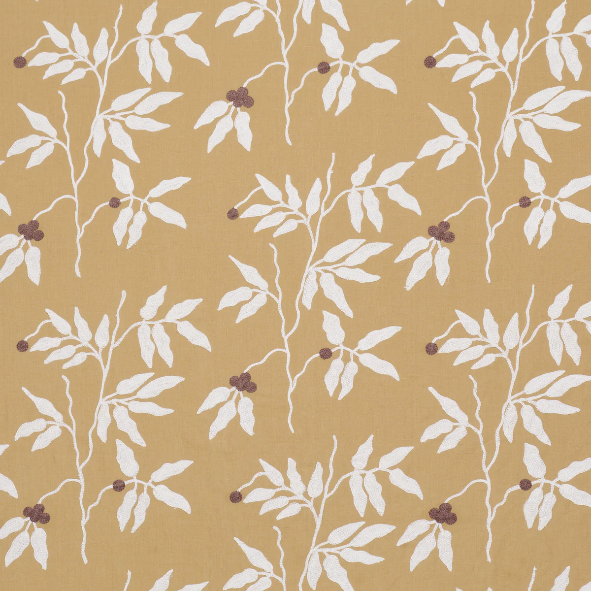 Sample - 80434 | Lilla Embroidery, Ochre - Schumacher Fabric