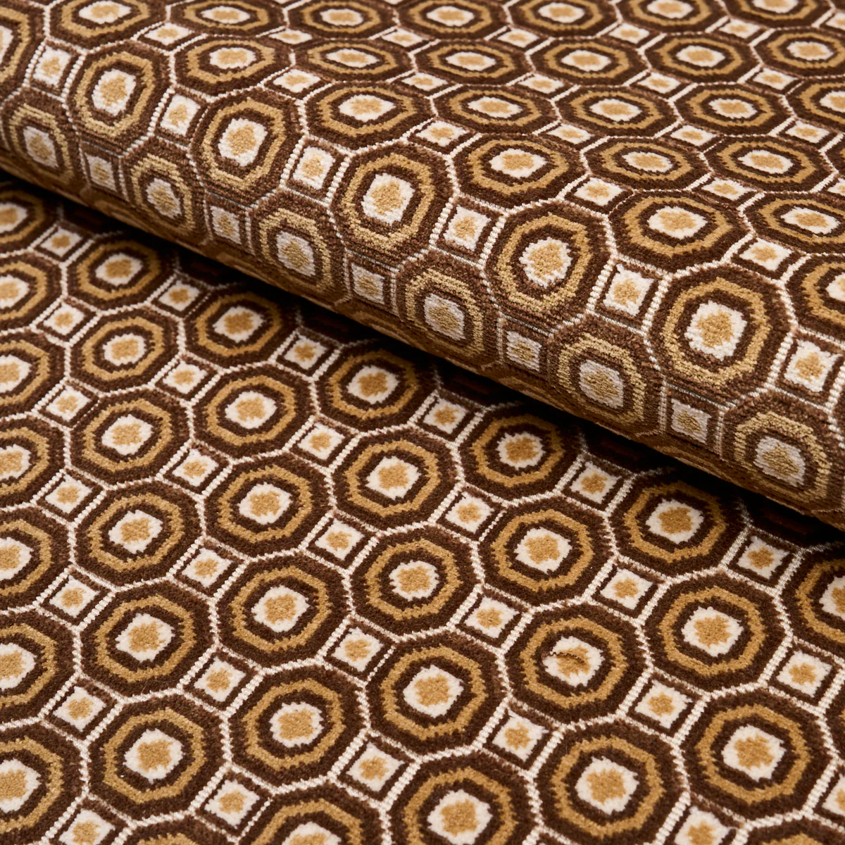 Sample - 84891 | Trianon Cut Velvet, Bisque - Schumacher Fabric