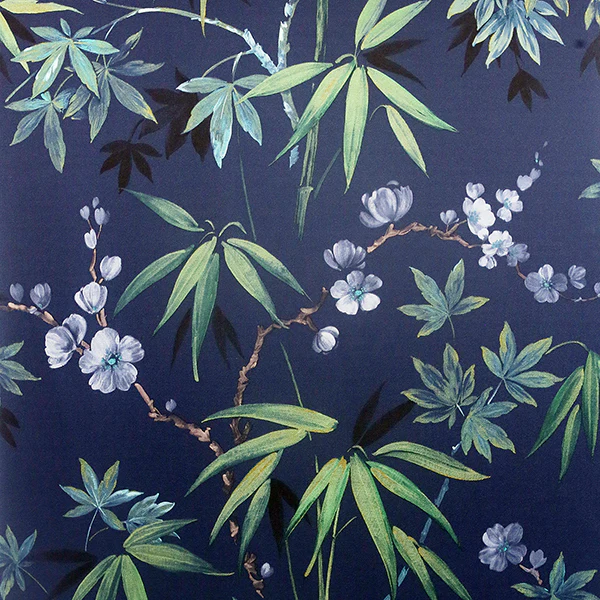 Sample - AH297800 Brewster Wallpaper, Desi Navy Jasmine Garden Arthouse