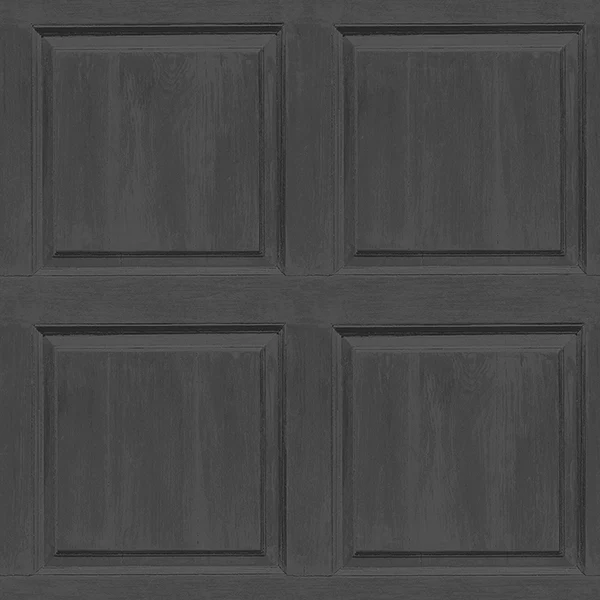 Sample - AH909600 Brewster Wallpaper, Bellamy Charcoal Wooden Panel Arthouse