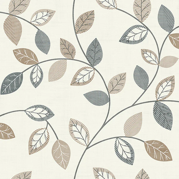 Sample - AH925405 Brewster Wallpaper, Sylvie Neutral Leaf Trail Arthouse
