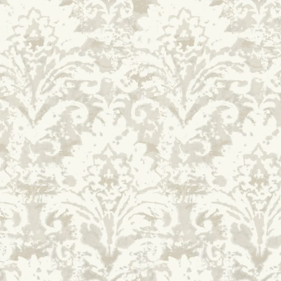 Sample - Df3334 | Decadence Ii, Velvet Crush Damask Cream & Pearl - Candice Olson Wallpaper
