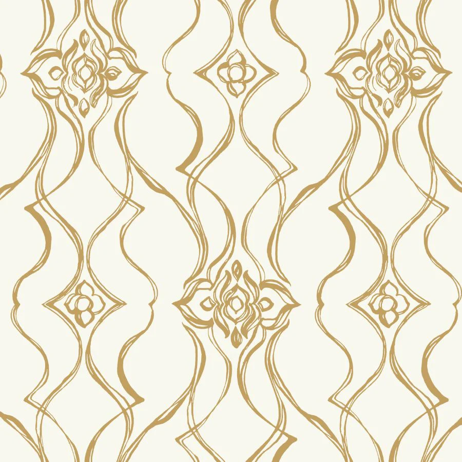 Sample - Df3372 | Decadence Ii, Pirouette White & Gold - Candice Olson Wallpaper