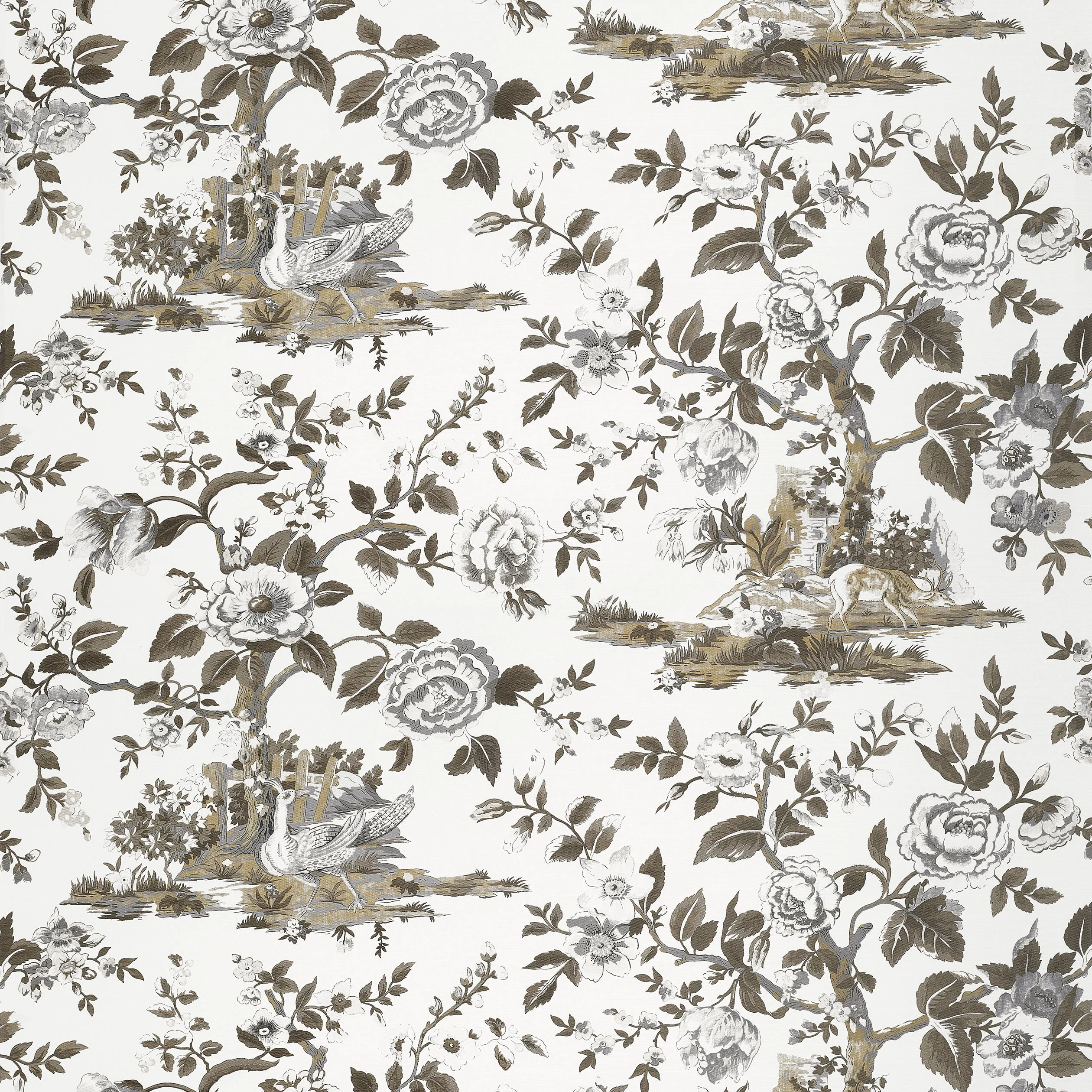 Sample - F910540 Boxwood Fabric Book, Forest Lodge, Brown and White - Thibaut Fabric