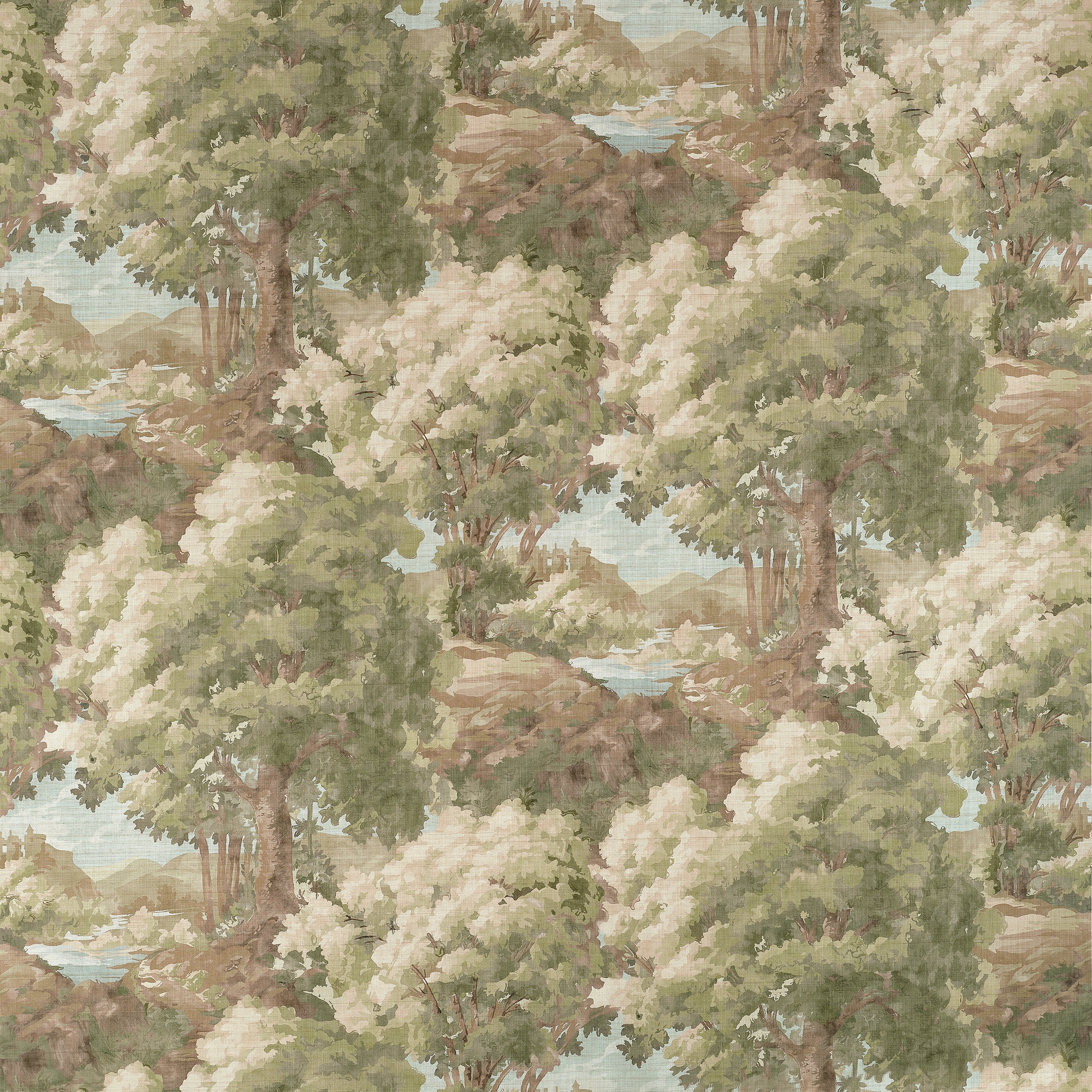 Sample - F910546 Boxwood Fabric Book, Woodland Clearing, Green - Thibaut Fabric