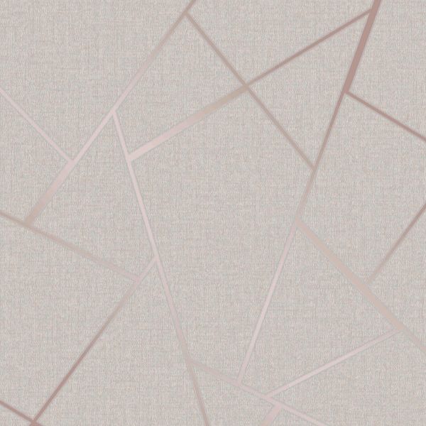 Sample - FD42282 Brewster Wallpaper, Quartz Rose Gold Fractal Medley