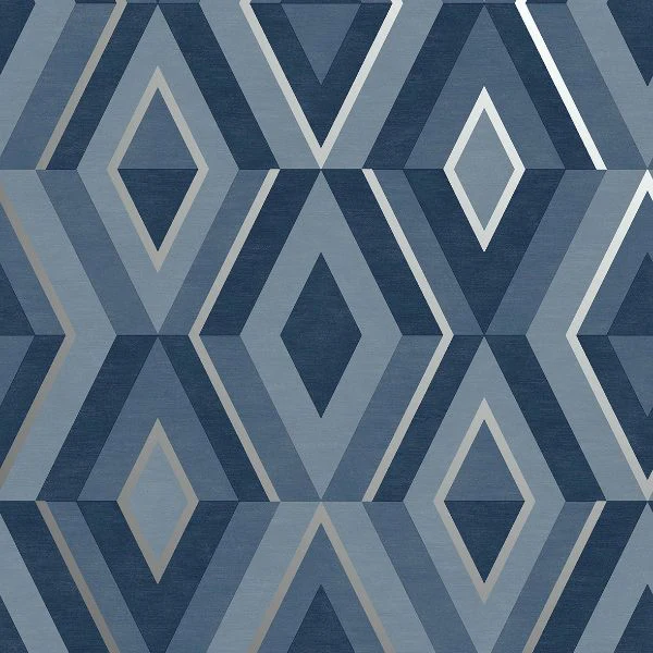 Sample - FD42608 Brewster Wallpaper, Shard Blue Geometric Medley
