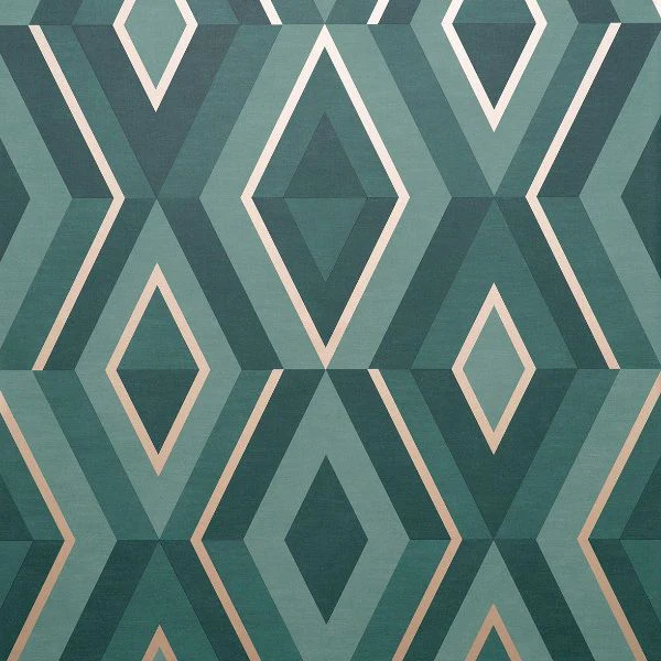 Sample - FD42609 Brewster Wallpaper, Shard Turquoise Geometric Medley