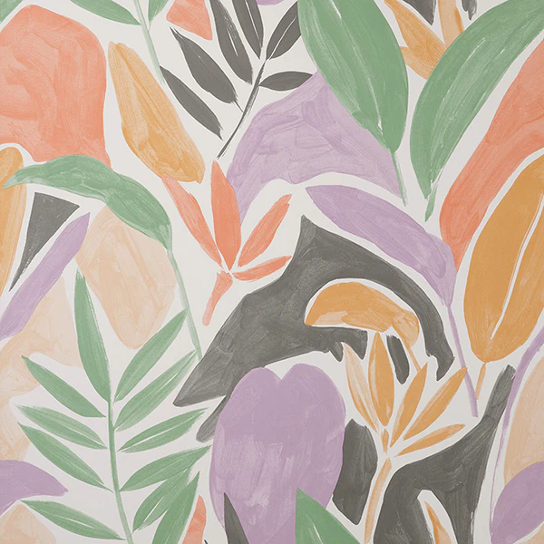 Sample - FD43807 Brewster Wallpaper, Marisol Pastel Artistic Leaf Medley