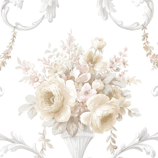 Sample - Im36420 | Silk Impressions 2, Beige Damask - Norwall Wallpaper