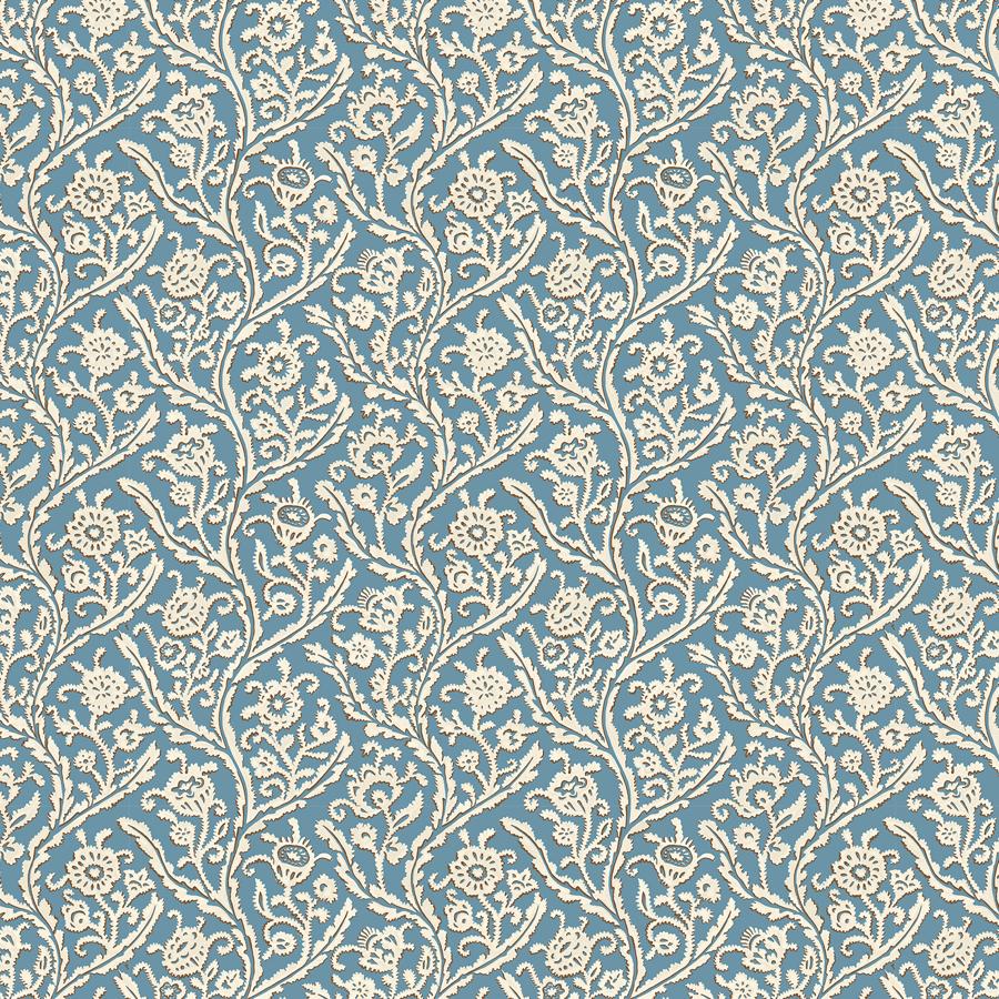 Sample - Jmw1044-61 | Letti, Blue Botanical - Kravet Couture Wallpaper - Jmw1044.61.0