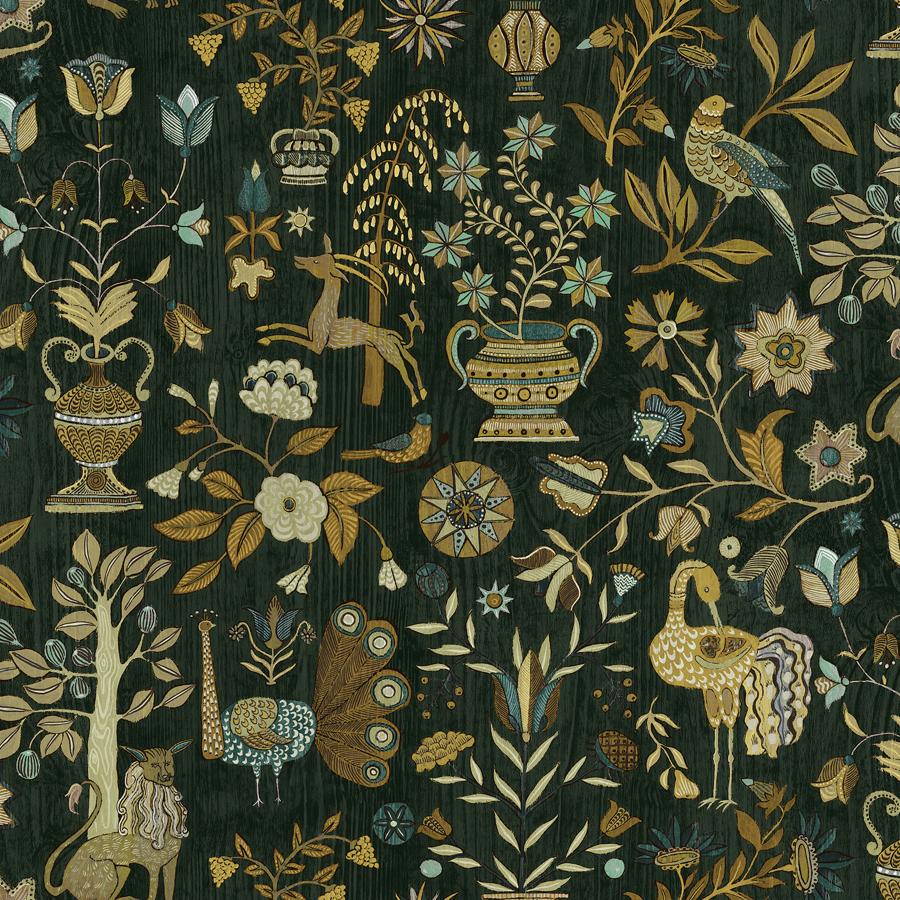 Sample - Jmw1045-11 | Fable Garden, Green Novelty - Kravet Couture Wallpaper - Jmw1045.11.0