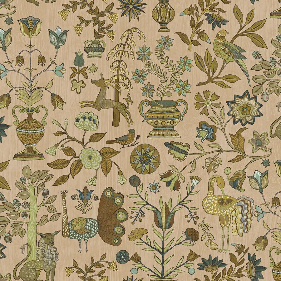Sample - Jmw1045-21 | Fable Garden, Beige Novelty - Kravet Couture Wallpaper - Jmw1045.21.0