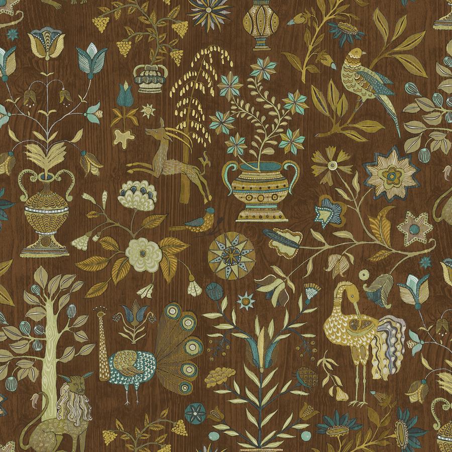 Sample - Jmw1045-41 | Fable Garden, Brown Novelty - Kravet Couture Wallpaper - Jmw1045.41.0