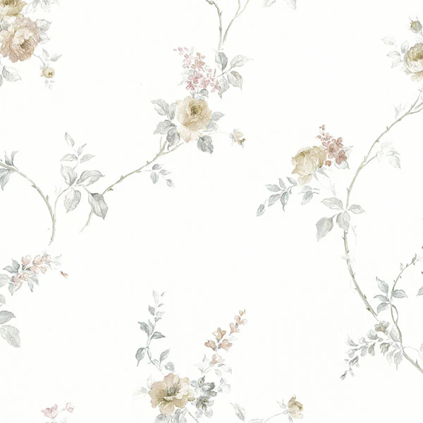 Sample - Md29400 | Silk Impressions 2, Neutral Floral - Norwall Wallpaper