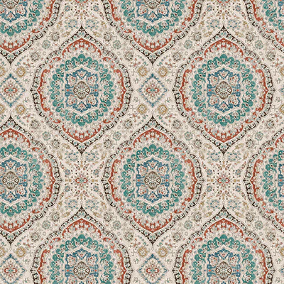 Sample - Ncw4597-04 | Honfleur Karabali Teal/Russet - Nina Campbell Wallpaper