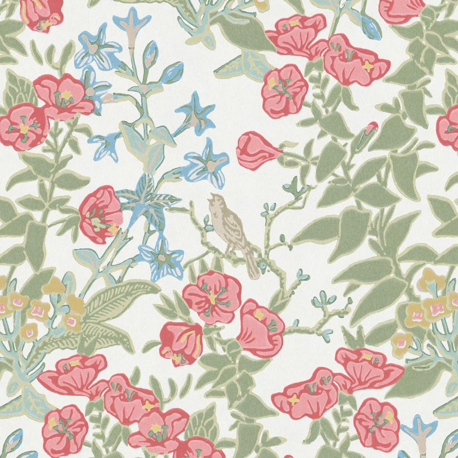 Sample - P2026101-194 | Plumeria Paper, Red Botanical - Lee Jofa Wallpaper - P2026101.194.0