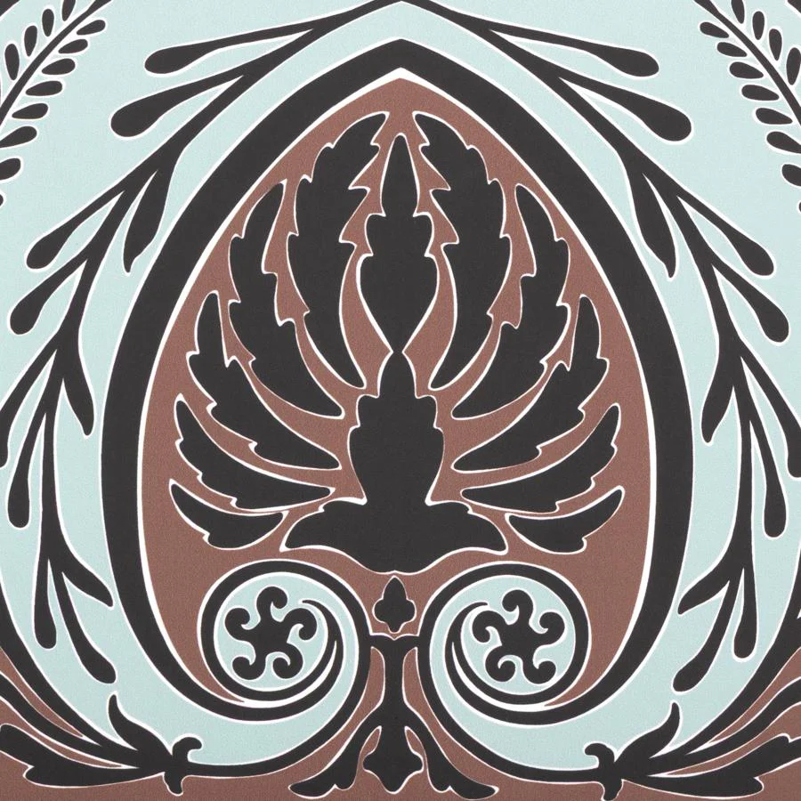 Sample - P8025103-613 | Frise Palmette, Aqua Border - Brunschwig & Fils Wallpaper - P8025103.613.0