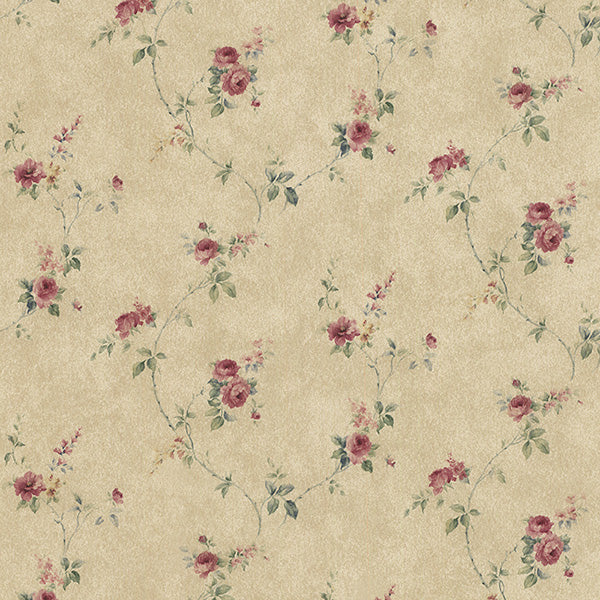 Sample - Pr33806 | Floral Prints 2, Beige Floral - Norwall Wallpaper