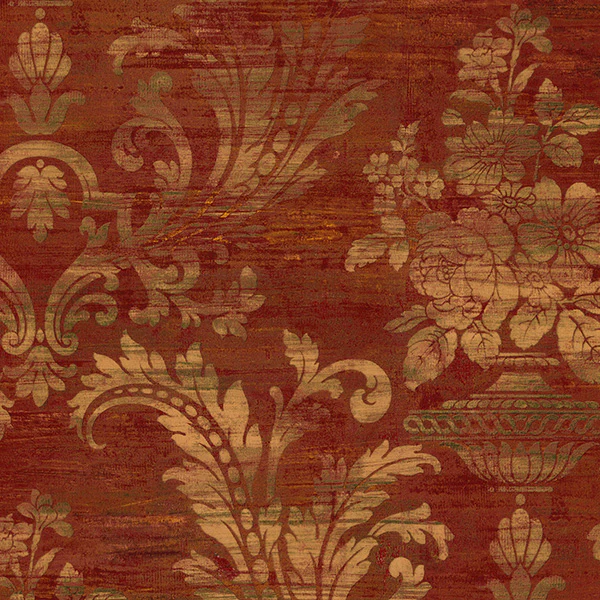 Sample - Sm30383 | Classic Silks 2, Red Damask - Norwall Wallpaper