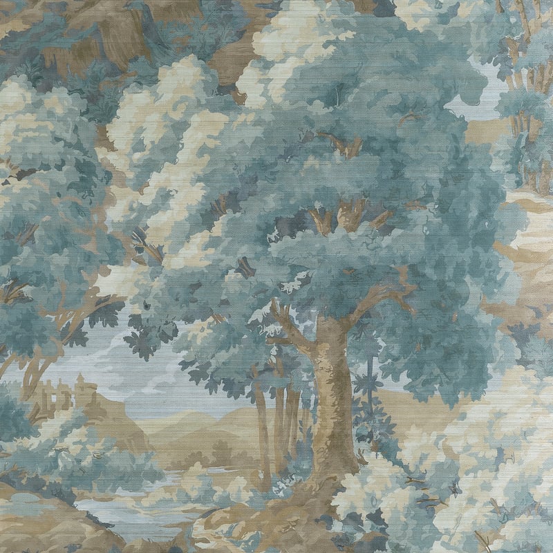 Sample - T10547 Thibaut Wallpaper, Woodland Clearing, Boxwood