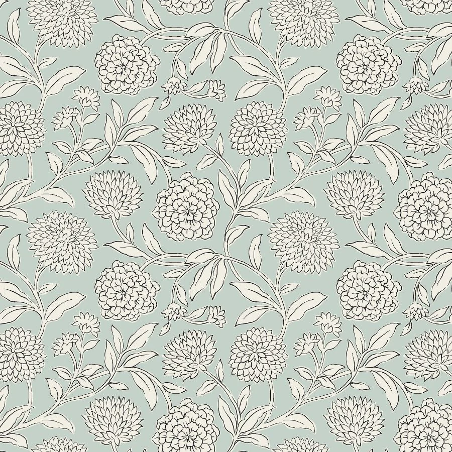 Sample - Vp1361 | Jardin, Chatsworth Garden Sky Blue Floral Trail - Antonina Vella Wallpaper