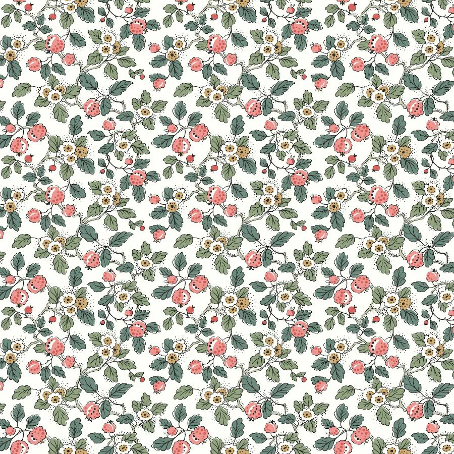 Sample - Vp1412 | Jardin, Framboise Pink Berry Vines - Antonina Vella Wallpaper