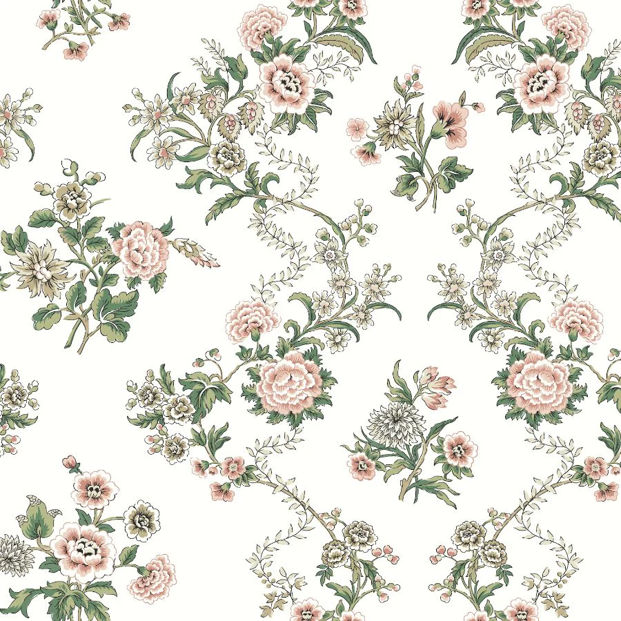 Sample - Vp1425 | Jardin, Genevieve Blush Floral Trail - Antonina Vella Wallpaper