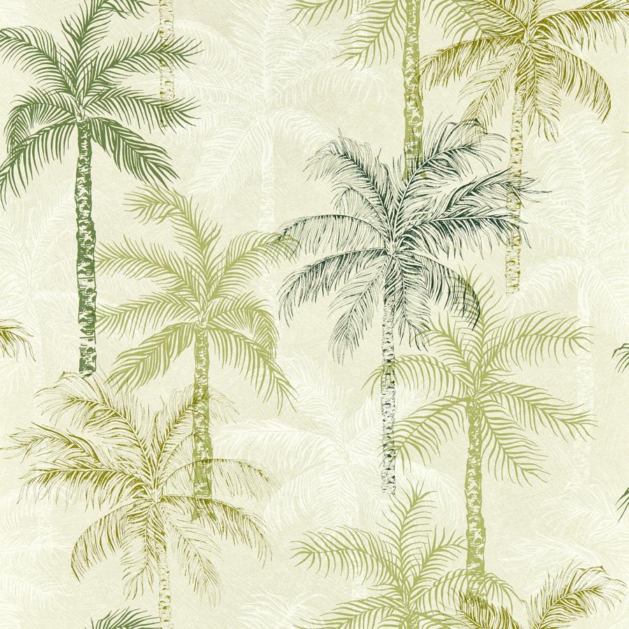 Sample - W0189/04 | Palmyra, Green Tropical - Clarke And Clarke Wallpaper
