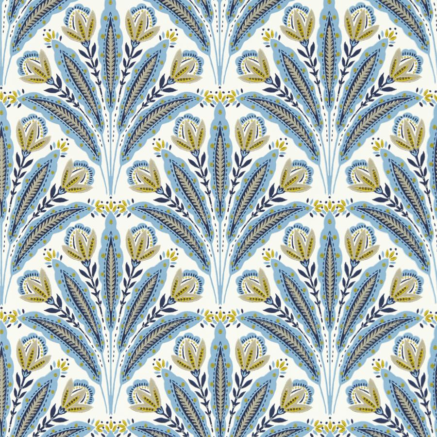 Sample - W0193/02 | Attingham, Blue Modern - Clarke And Clarke Wallpaper