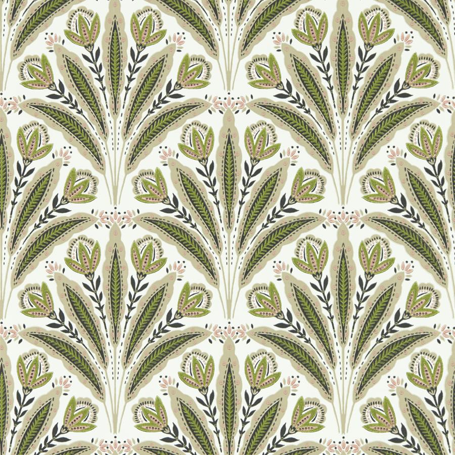 Sample - W0193/04 | Attingham, Green Modern - Clarke And Clarke Wallpaper