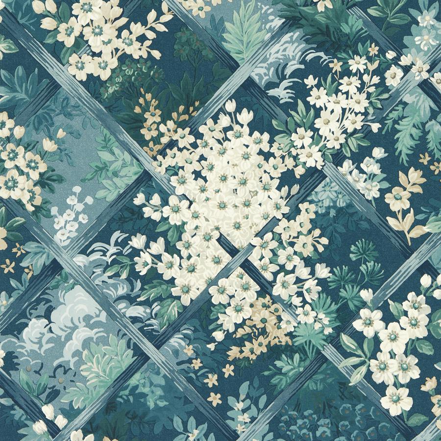Sample - W0195/02 | Maymont, Blue Lattice - Clarke And Clarke Wallpaper