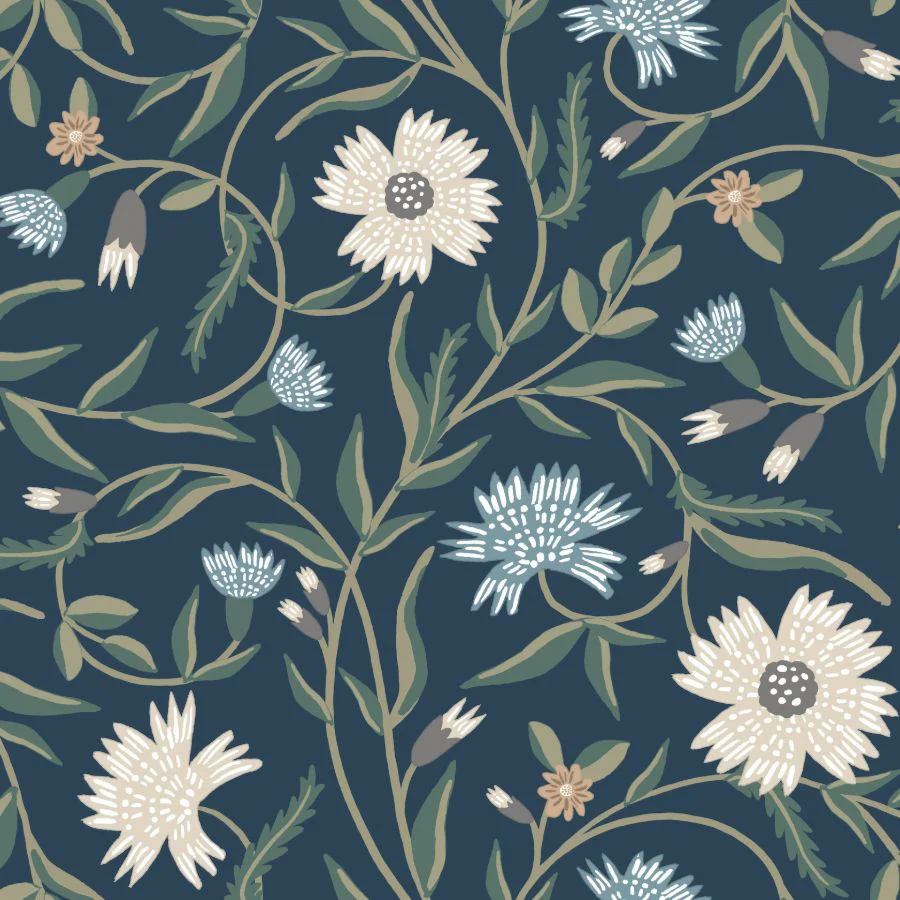 Sample - W4291-511 | Kravet Design, Grey Floral - Kravet Design Wallpaper - W4291.511.0