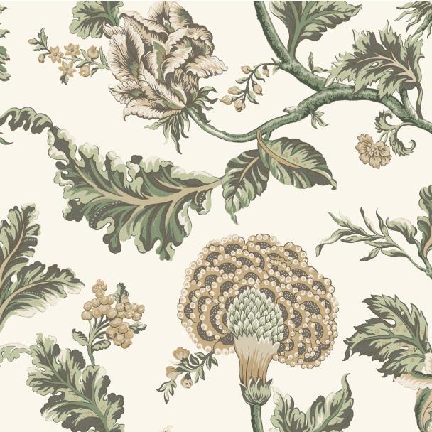 Sample - W4406-30 | Kravet Design, Green Floral - Kravet Design Wallpaper - W4406.30.0