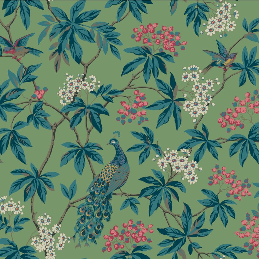 Sample - W4413-335 | Kravet Design, Green Botanical - Kravet Design Wallpaper - W4413.335.0