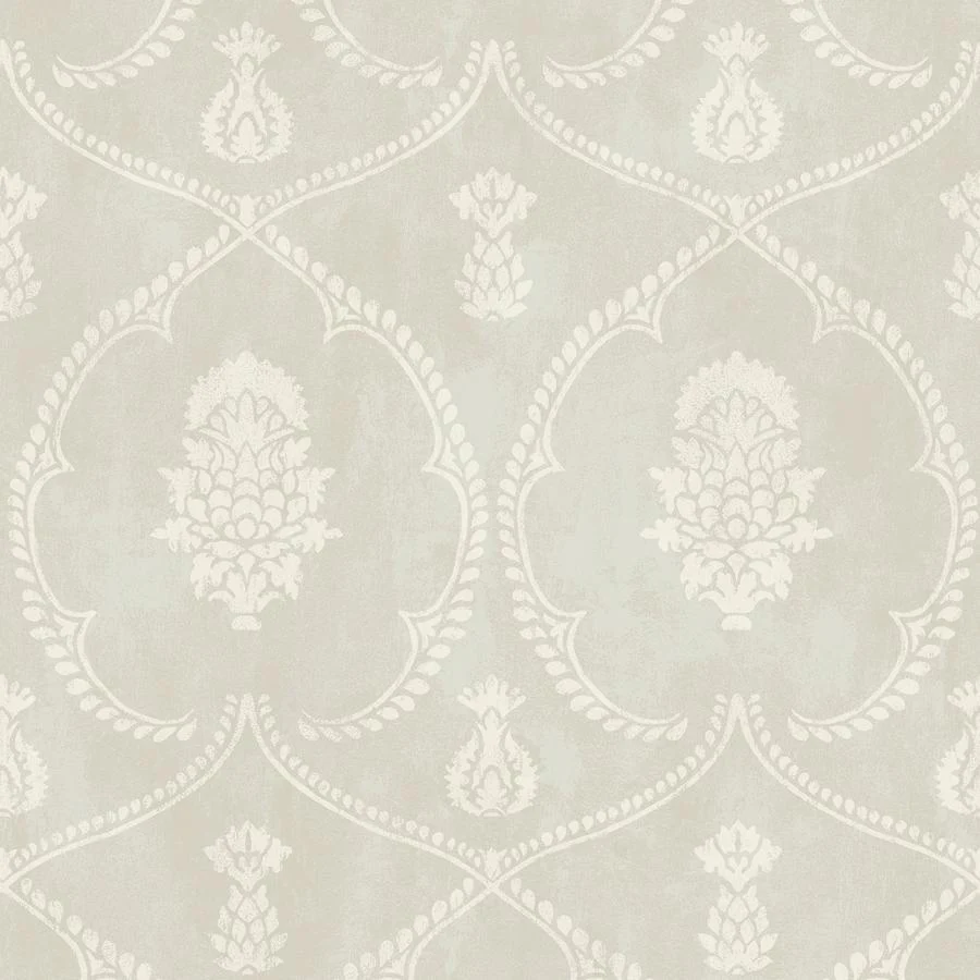 Sample - W4414-11 | Kravet Design, Grey Damask - Kravet Design Wallpaper - W4414.11.0