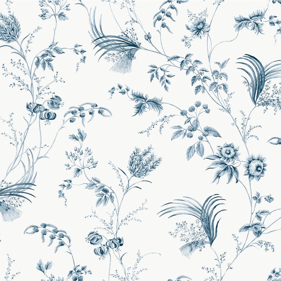Sample - W4415-5 | Kravet Design, Blue Botanical - Kravet Design Wallpaper - W4415.5.0