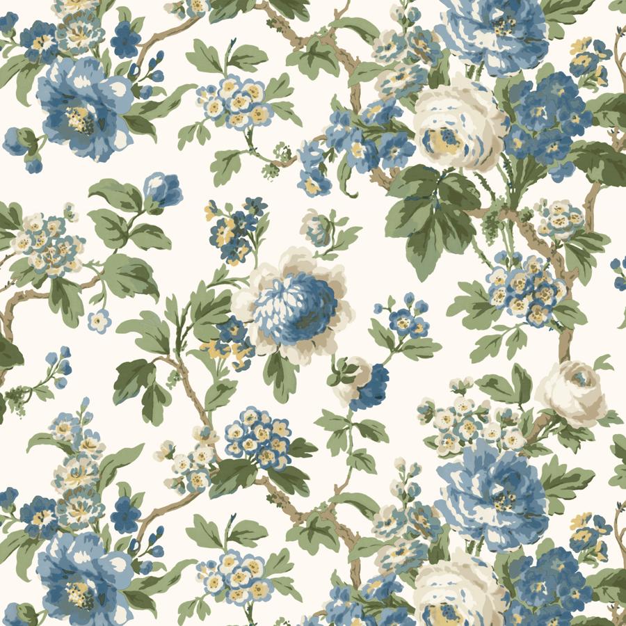 Sample - W4486-35 | Kravet Design, Blue Floral - Kravet Design Wallpaper - W4486.35.0