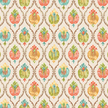 Sample - W8121-04 | Belvedere Mysore Ivory/Terracotta - Osborne & Little Wallpaper
