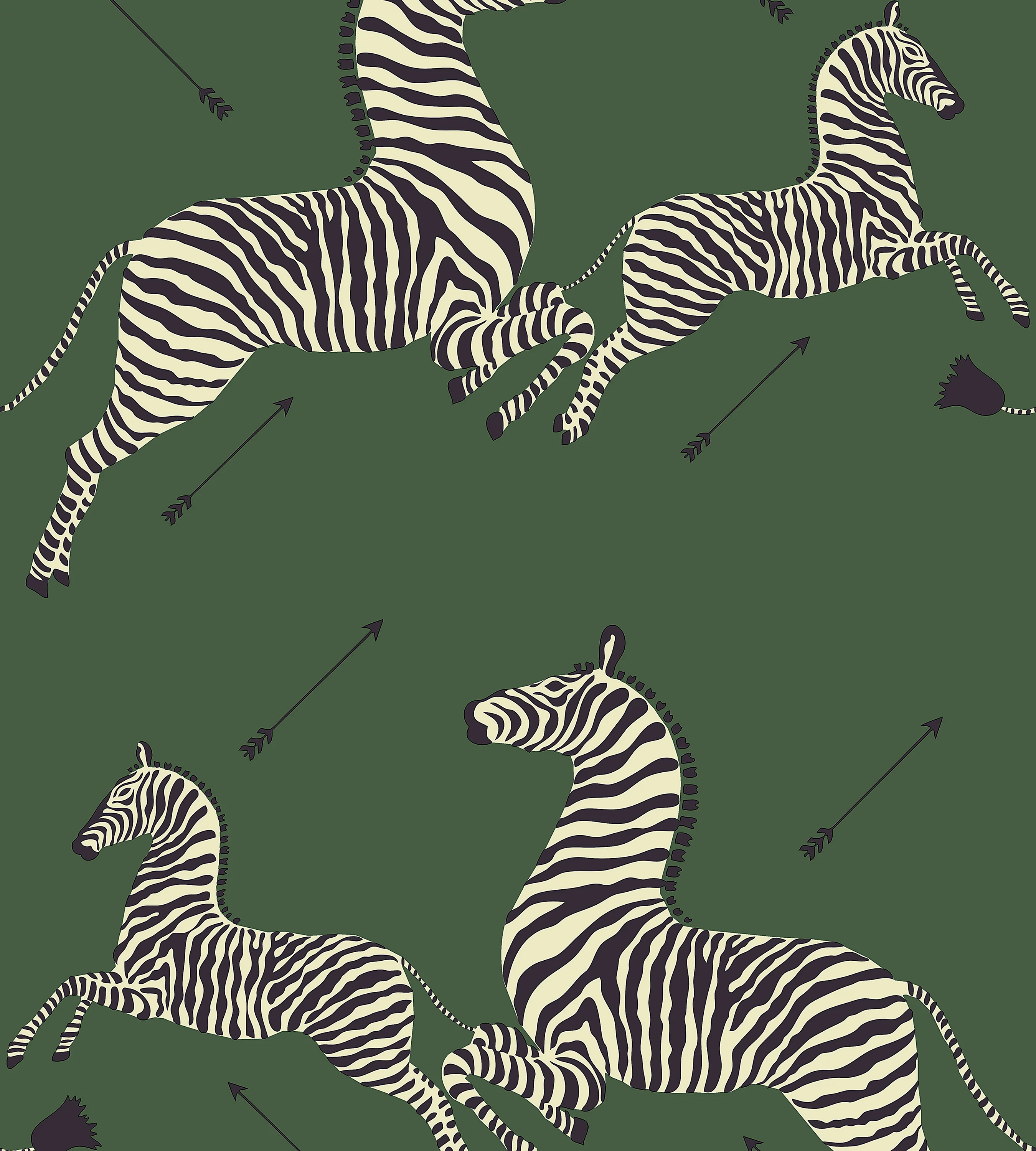 SCWP81388PS0004 | Zebras | Removable, Serengeti Green - Scalamandre Wallpaper