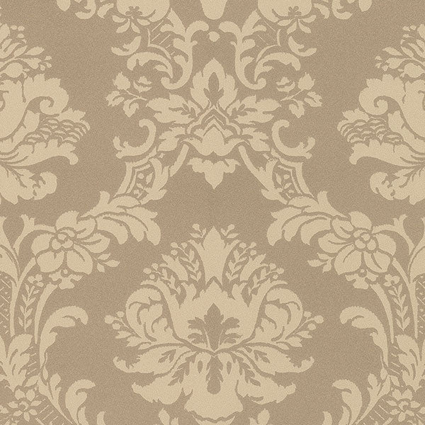 Sl27541 | Classic Silks 2, Brown Damask - Norwall Wallpaper