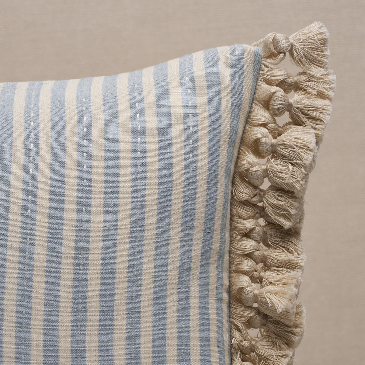 So18059012 | Mathis Ticking Stripe Pillow, Sky - Schumacher Pillows - Image 2